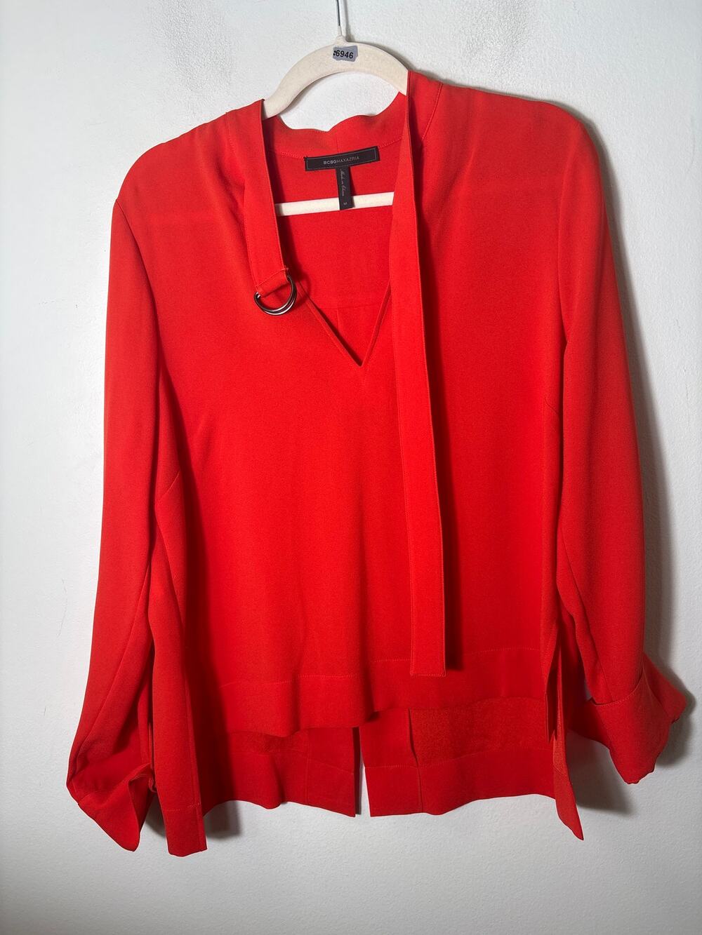 BCBG Orange Long Sleeve Flowy Blouse Sz M